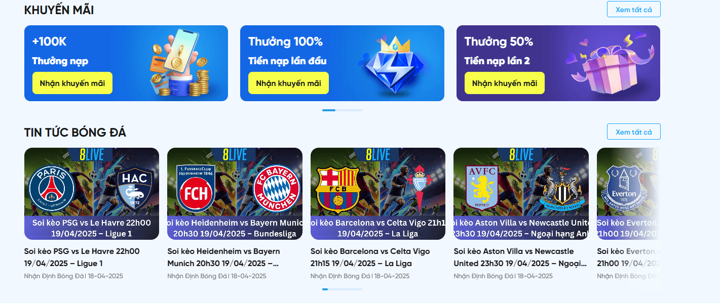 Các chương trình khuyến mãi cực xịn có tại 8LIVE